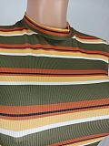 2024 Stylish Girls Stripes Full Sleeves Split Long Dress YD-8793