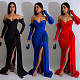 2024 Sexy Strapless Backless Lady Folds Split Long Party Dress BY-6797