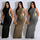 2024 Elegant Lady Sleeveless Round Neck Slim Slit Long Dress BY-6791