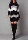 Long Sleeve Winter Dress Women's Fall Knitted Elastic Striped ZAND-31324