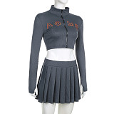 Crop Jacket Sexy Ribbed Mini Dress Party Wear Two Piece Skirt Set RS-07578
