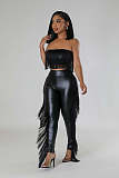 Sexy Strapless Tassel Bodycon Pants Nightclub Two Pieces Sets NTY-7347