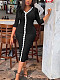 2024 Elegant Lady V-neck Black Lace Package Hips Plus Size Dresses TB-5889