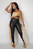 Sexy Strapless Tassel Bodycon Pants Nightclub Two Pieces Sets NTY-7347