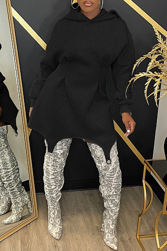 2024 Leisure Women Long Sleeves Loose Hoodies Dress MK-3200