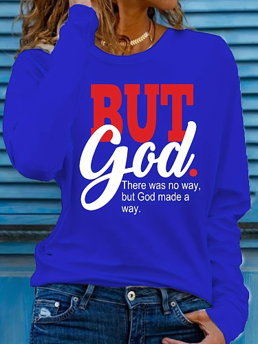 Leisure Letter Printed Girls O-neck Long Sleeves Blue T-shirt DN-N5266B63