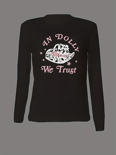 Women Printed Round Neck Full Sleeved Black T-shirts DN-N5266W18