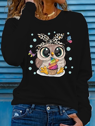 2024 Cute Printed Girls O-neck Long Sleeves Black T-shirt DN-N5266M43