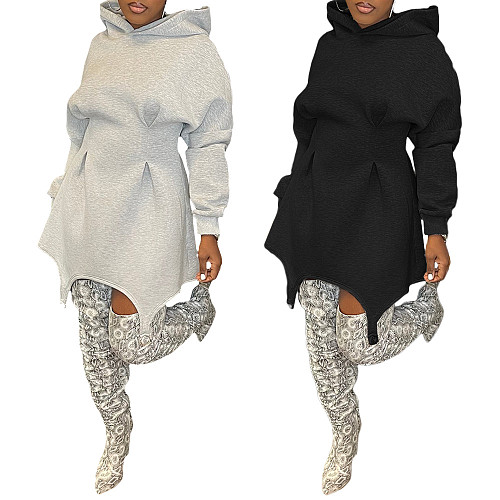 2024 Leisure Women Long Sleeves Loose Hoodies Dress MK-3200