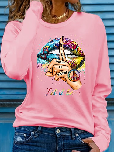 2024 Fashion Prints Women Long Sleeves Pink T-shirt DN-N5266L1