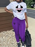2024 Casual Women Printed Short Sleeves Tops And Bodycon Pants 2 Pieces Sets DN-N8000T48