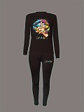 2024 Spring Summer Women Prints Tops With Sporty Pants Black Sets DN-N8234L1