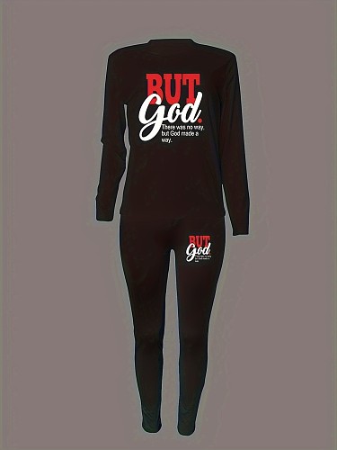 2024 Casual Women Prints Long Sleeves Tops And Bodycon Pants Black Sets DN-N8234B63