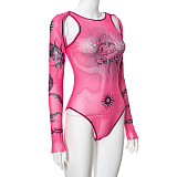 Wholesale Women Sexy Perspective Heart Print Bodysuits RS-R23BS162