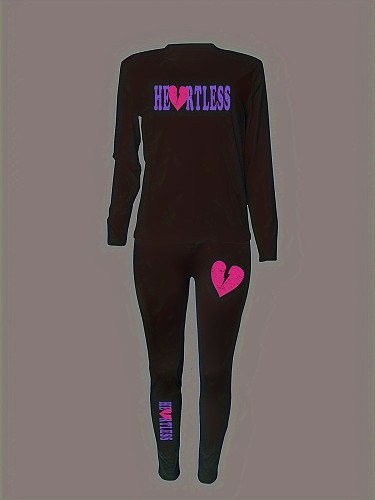 2024 Casual Women Print Tops And Sporty Pants Black Sets DN-N8234H1
