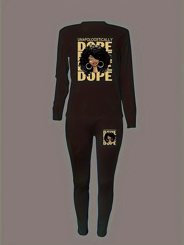 Leisure Women Printed Long Sleeved Bodycon Pants 2 Pieces Set DN-N8234U1