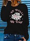 Women Printed Round Neck Full Sleeved Black T-shirts DN-N5266W18