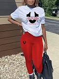 2024 Casual Women Printed Short Sleeves Tops And Bodycon Pants 2 Pieces Sets DN-N8000T48