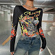 Dragon Printed Graphic Letter Long Sleeve Crop Tee RS-R23TP144