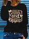 Casual Printed Women Round Neck Long Sleeved Black T-shirt DN-N5266S56