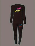 2024 Casual Women Letter Printed Tops With Sporty Pants Black Suits DN-N8234i1