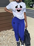 2024 Casual Women Printed Short Sleeves Tops And Bodycon Pants 2 Pieces Sets DN-N8000T48