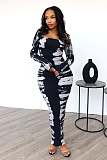2024 Fashion Printed Lady Crew Collar Split Bodycon Long Dresses NY-3136