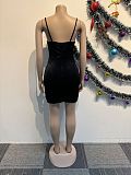 2024 Sexy Package Hips Hot Drilling Black Mesh Patchwork Straps Mini Dress NY-3128