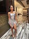 2024 Sexy Strapless Ladies Sequin Mesh Irregular Hem Mini Dress NY-3120