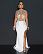 2024 Elegant Ladies Hot Drilling Mesh Splicing Split Slim Long Party Dress NY-3127