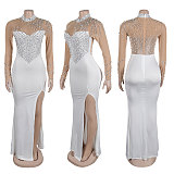 2026 Elegant Lady Hot Drilling High Neck Slim Split Long Party Dress NY-2986