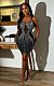 2024 Sexy Package Hips Hot Drilling Black Mesh Patchwork Straps Mini Dress NY-3128
