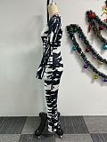 2024 Fashion Printed Lady Crew Collar Split Bodycon Long Dresses NY-3136