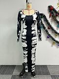 2024 Fashion Printed Lady Crew Collar Split Bodycon Long Dresses NY-3136