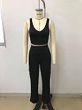 2024 Sexy Straps Tops And Long Pants Sporty Black 2 Pieces Sets LSD-1860
