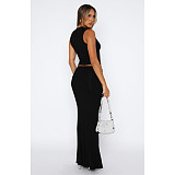 2024 Casual Women Sleeveless Tops And Long Skirt 2 Pieces Sets ASL-6712