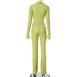 Long Sleeves Turndown Collar Solid Button Sexy T-Shirt Pants 2 Piece Sets MXXB-K23ST310