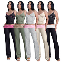 2024 Leisure Girls Straps Backless Tops With Long Pants 2 Pieces Sets ASL-6711