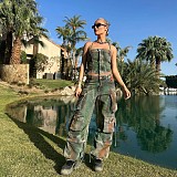 2024 Denim Halter Vest Pockets Wide Leg Pants Mini Skirt RS-04849