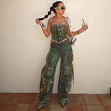 2024 Denim Halter Vest Pockets Wide Leg Pants Mini Skirt RS-04849