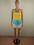 Fashion Printed Girl Vest And Shorts Sporty 2 Pieces Sets RS-8002
