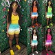 Fashion Printed Girl Vest And Shorts Sporty 2 Pieces Sets RS-8002