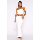 2024 Sexy Strapless Crop Top And Split Long Skirt 2 Pieces Sets ASL-6710