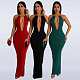 2024 Hot Sexy Low-cut Halter Backless Tight Split Long Dress NY-10678