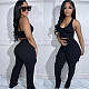 2024 Sexy Straps Tops And Long Pants Sporty Black 2 Pieces Sets LSD-1860