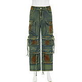 2024 Denim Halter Vest Pockets Wide Leg Pants Mini Skirt RS-04849