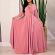 2024 Elegant Lady V-neck Full Sleeves Solid Color Hem Long Dress JLY-6838