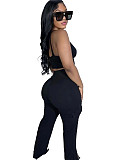 2024 Sexy Straps Tops And Long Pants Sporty Black 2 Pieces Sets LSD-1860
