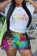 Fashion Printed Women T-shirt And Shorts Large Size 2 Pieces Sets RS-SB118