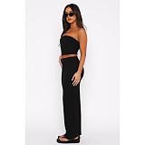 2024 Sexy Strapless Crop Top And Split Long Skirt 2 Pieces Sets ASL-6710